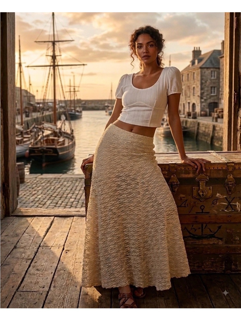 ZARA LONG LACE SKIRT